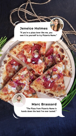 Modèle de visuel Commentaires des clients de la pizzeria et tranches de pizza - TikTok Video