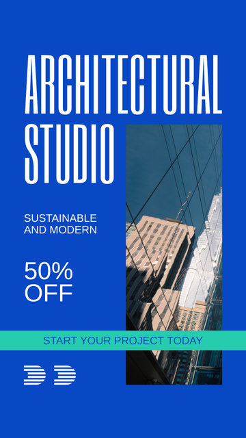 Designvorlage Architectural Studio Ad with Modern Glass Building für Instagram Story