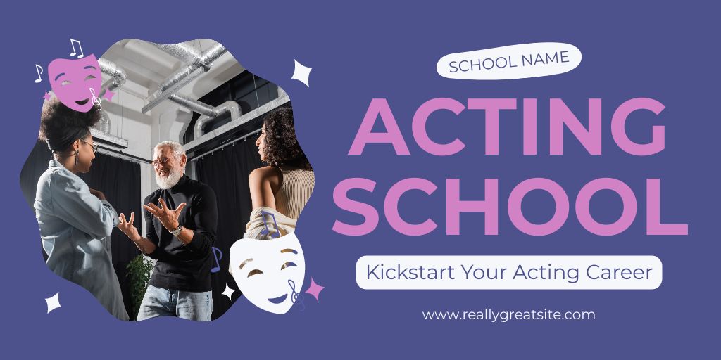 Acting School Offer for Successful Career Twitter Πρότυπο σχεδίασης