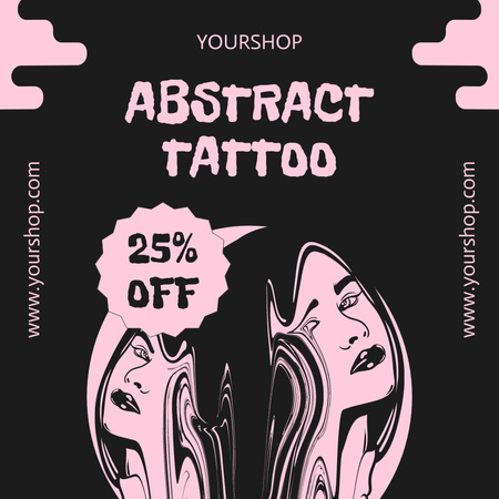 Abstract Tattoo Offer With Discount In Salon Instagram Design Template