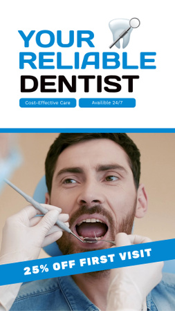 Круглосуточные услуги стоматологов со скидкой Instagram Video Story – шаблон для дизайна
