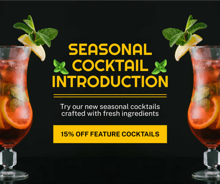 Discount on New Seasonal Cocktails with Fresh Ingredients Facebook Design Template
