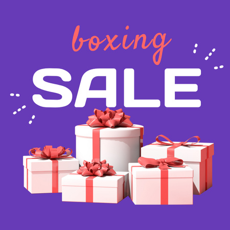 Winter Sale of Gift Boxes on Purple Instagram Design Template