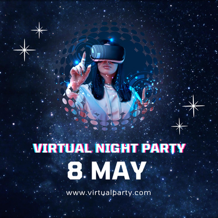 Virtual Party Announcement on Starry Sky Instagram Design Template