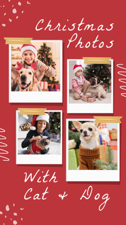 Children with Dogs and Cats on Christmas Instagram Story Design Template