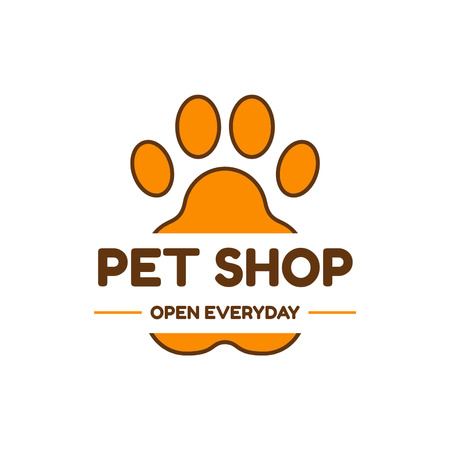 Pet Shop Emblem with Paw Print Animated Logo Design Template