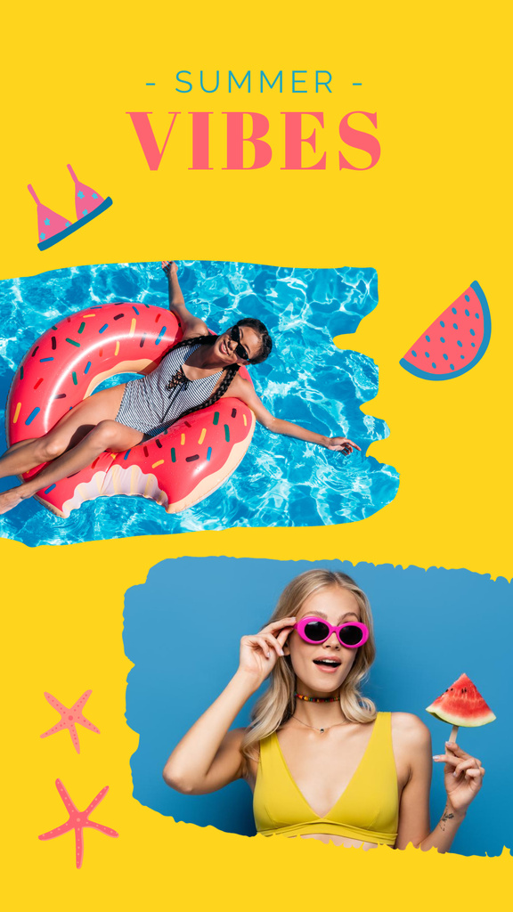 Summer Vibes with Pool Party Instagram Story Šablona návrhu