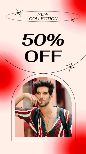 Sale Discount Offer with Feminine Attractive Guy Instagram Story Design Template