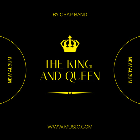 Ontwerpsjabloon van Album Cover van Promotie voor nieuwe muziekalbums met kroon in zwart