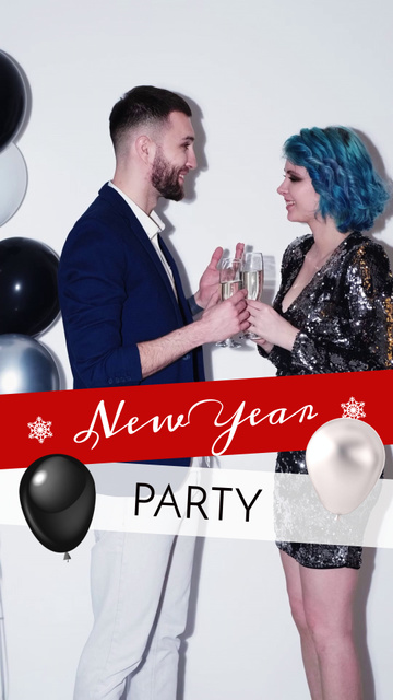 Exciting New Year Eve Party With Champagne TikTok Video Modelo de Design