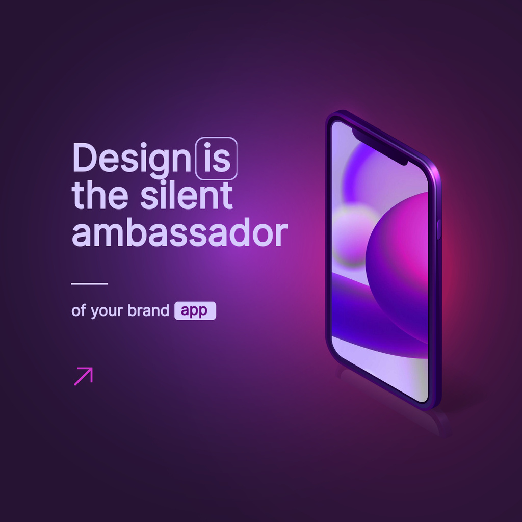 App Design Ad with Modern Smartphone Instagram tervezősablon