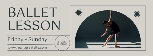 Promotion of Ballet Lesson with Ballerina in Black Dress Facebook cover Modelo de Design