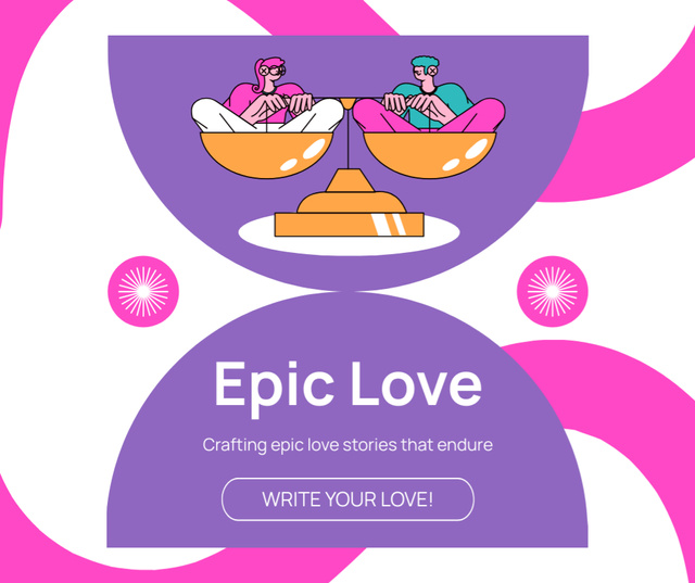 Epic Love Story with Matchmaking Service Facebook Šablona návrhu