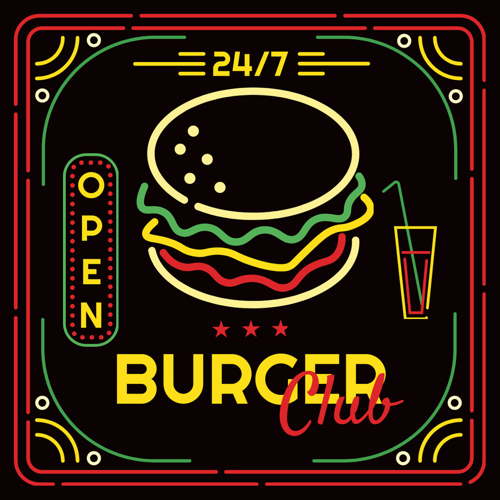 Designvorlage Burger club Ad für Instagram