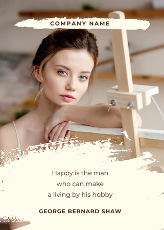 Artist Near Easel With Inspirational Wisdom About Hobby Postcard 5x7in Vertical Design Template