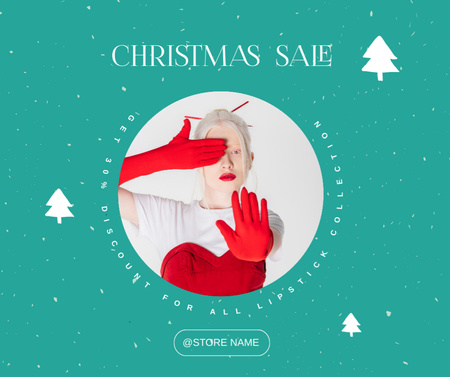Christmas Makeup Sale Facebook Design Template