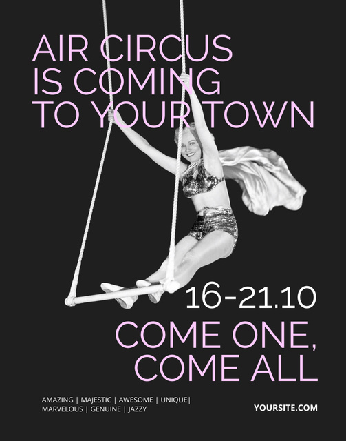 Plantilla de diseño de Engaging Circus Show Announcement with Woman Acrobat Poster 22x28in 