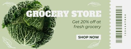 Grocery Store Ad with Fresh Green Cabbage Coupon Design Template