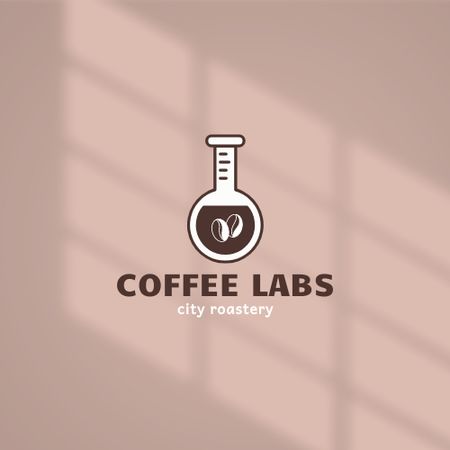 Platilla de diseño Cafe Ad with Coffee Beans in Test Tube Logo