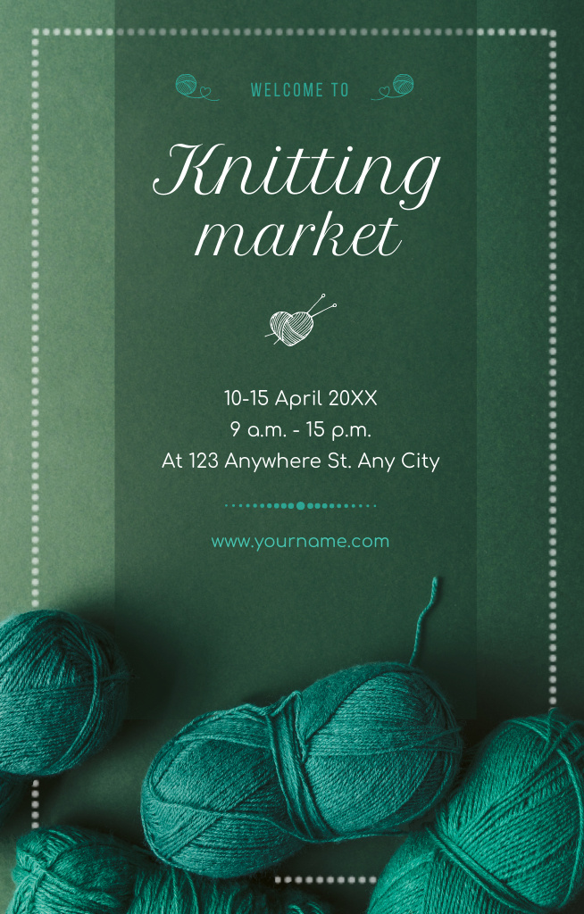 Knitting Market With Yarn Announcement In Spring Invitation 4.6x7.2in – шаблон для дизайну