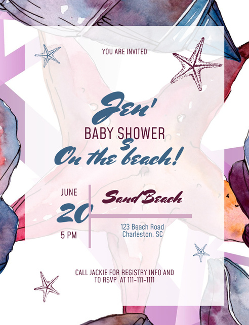 Plantilla de diseño de Baby Shower Party Announcement Invitation 13.9x10.7cm 