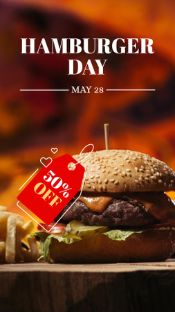 Ontwerpsjabloon van Instagram Story van Nationale Hamburger Dag Deals