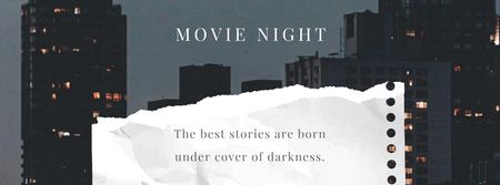 Movie Night Announcement with City Skyscrapers Facebook cover tervezősablon