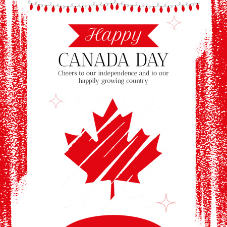 Painted Red Maple Leaf for Canada Day Greeting Card Instagram Design Template