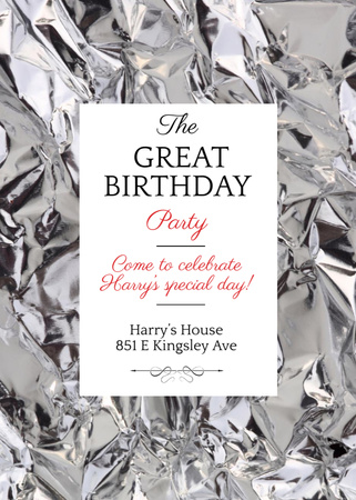 Template di design Birthday Party Invitation Silver Foil Invitation