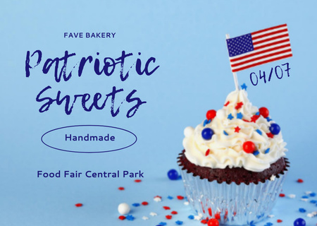 USA Independence Day Festive Food Fair Announcement Flyer A6 Horizontal Design Template