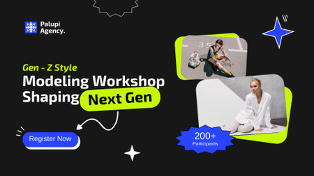 Young People in Model Workshop FB event cover Design Template