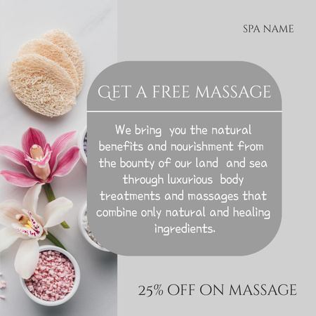 Designvorlage Free Massage Offer for Spa Salon für Instagram