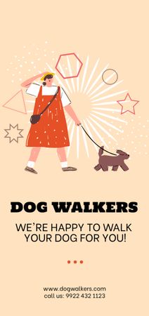 Dog Walking Service Ad Flyer DIN Large Design Template