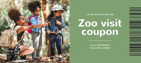 Template di design offerta visita allo zoo con gruppo di bambini Coupon 3.75x8.25in