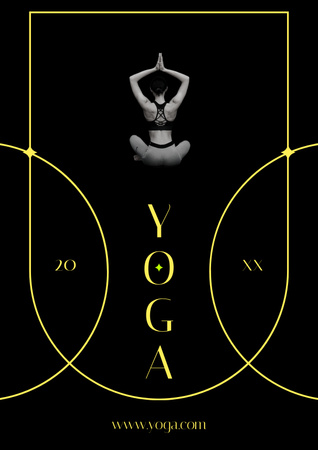 Woman Practicing Yoga Poster Design Template