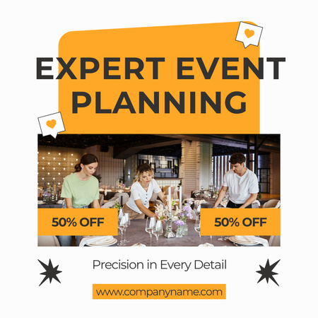 Plantilla de diseño de Servicios expertos para la planificación detallada de eventos Instagram 