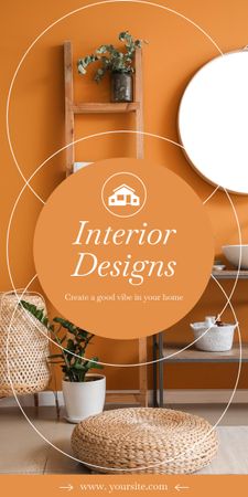 Stylish Interior Design in Orange Colors Graphic – шаблон для дизайну