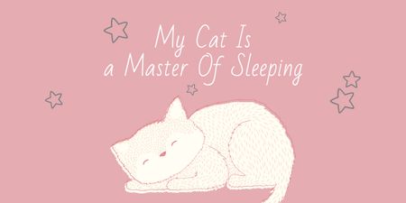 Platilla de diseño Cute Cat Sleeping in Pink Image