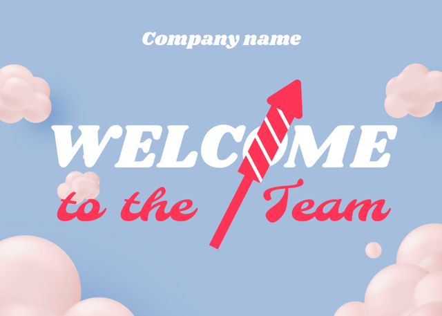 Welcome To The Team Phrase Postcard 5x7inデザインテンプレート