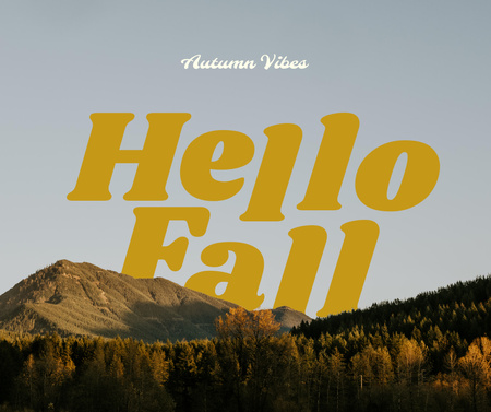 Autumn Greeting with Mountain Forest Facebook Design Template