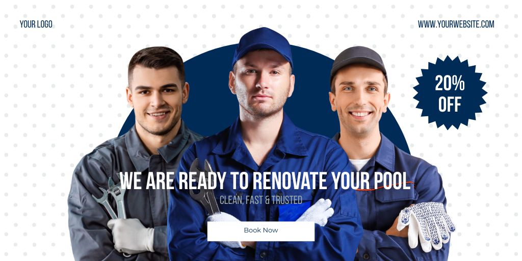 Discounts on Pool Renovation and Repair Services Twitter Design Template