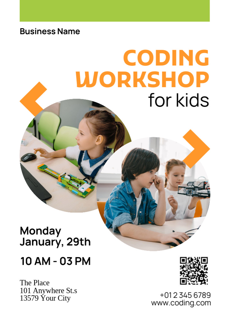 Plantilla de diseño de Coding Workshop for Children Invitation 