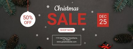 Christmas Sale Grey Elegant Facebook cover Design Template