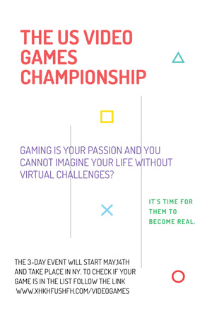 Video Games Championship Announcement Flyer 4x6in Design Template
