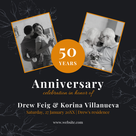 Anniversary Greeting Layout with Photo Collage Instagram Design Template