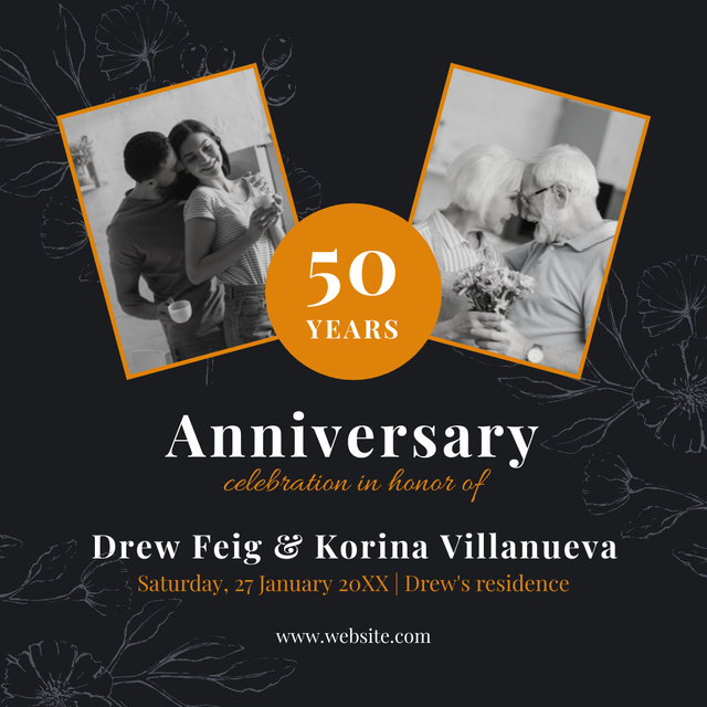 Anniversary Greeting Layout with Photo Collage Instagram Modelo de Design