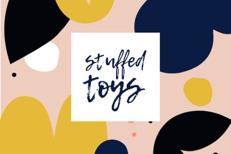 Ontwerpsjabloon van Label van Stuffed Toys brand colorful ad