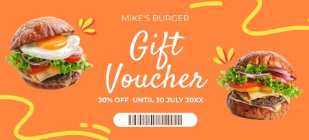 Burgers Voucher on Bright Orange Coupon 3.75x8.25in Design Template