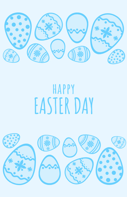 Easter Greeting with Bright Illustration of Blue Eggs Flyer 5.5x8.5in Πρότυπο σχεδίασης