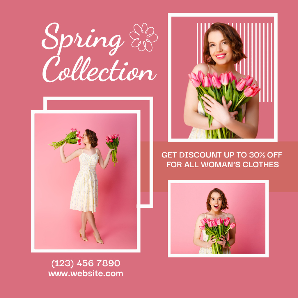 Spring Sale Collage for Women Instagram AD tervezősablon